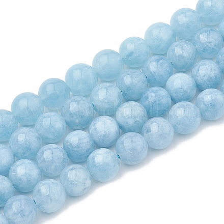Dyed & Heated Natural Chalcedony Imitation Aquamarine Round Beads for DIY Bracelet Making Kit DIY-SZ0006-88B-1