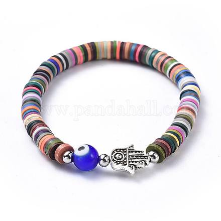 Polymer Clay heishi Perlen Perlen Stretch Armbänder BJEW-JB04449-02-1