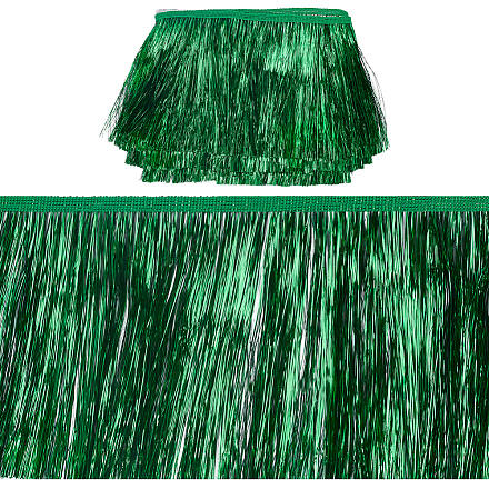 ポリエステルフリンジトリミング  タッセルトリム  装飾アクセサリー  濃い緑  150x1mm  10m /カード OCOR-WH0086-09D-1
