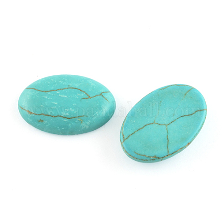 Fornituras artesanales teñidos turquesa piedra preciosa sintética espalda plana cabuchones TURQ-S276-10x14mm-01-1