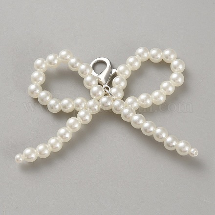 Пластиковые подвески для обуви с бантом из искусственного жемчуга DIY-WH0632-76A-1