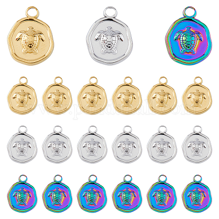 DICOSMETIC 18Pcs 3 Colors Ion Plating(IP) 304 Stainless Steel Pendants Sets STAS-DC0014-12-1