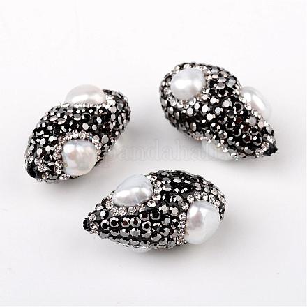 Nuggets Pearl Polymer Clay Rhinestone Beads RB-F017-01-1
