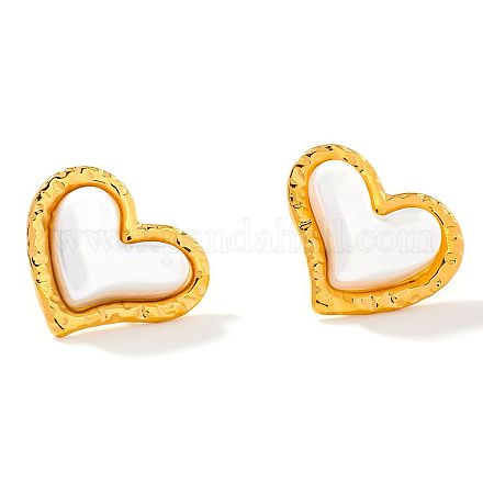 Шикарные винтажные серьги-гвоздики в форме сердца из нержавеющей стали 304 с искусственным жемчугом для женщин AS5519-1