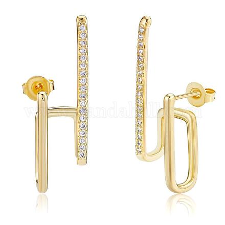 Золотые серьги-кольца-гвоздики 18k позолоченные открытые серьги-кольца c-образной формы простые гипоаллергенные изящные серьги-гвоздики cz ювелирный подарок для женщин JE1074A-1
