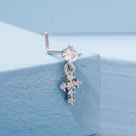 Латунные микропаве прозрачные кубические цирконии крестообразные кольца для носа в форме буквы L FS-WGDF4DE-01-1