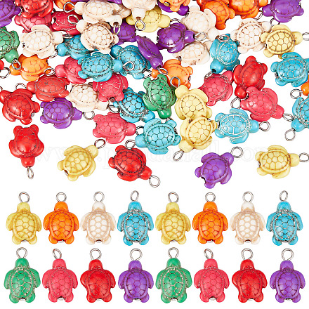 SUNNYCLUE 1 Box 100Pcs Turtle Charms Turtles Bead Charm Colorful Stone Sea Animal Beads Charms Turquoise Tortoise Charms Bulk Summer Hawaii Ocean Charm for Jewelry Making Charms DIY Bracelet Craft G-SC0002-35-1