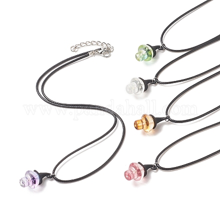 Hexenhut-Halskette aus Legierung mit Glaspilz-Anhänger für Damen NJEW-JN04255-1