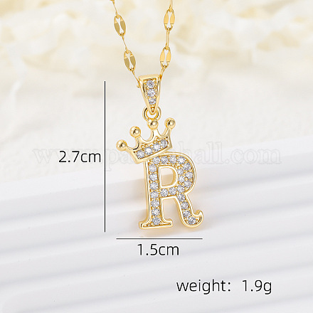 Латунные микропаве прозрачные кубические цирконии корона инициал кулон ожерелья FS-WGD727C-18-1