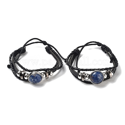 Многониточные браслеты из натуральной натуральной голубой пятнистой яшмы BJEW-Q337-01I-1