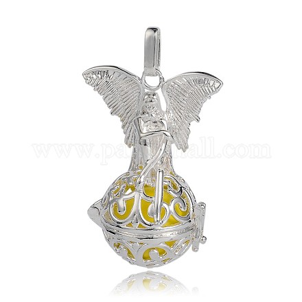 Silver Color Plated Brass Hollow Round Cage Pendants KK-J250-15S-1