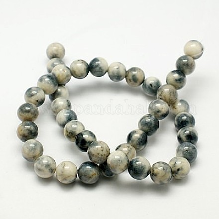 Chapelets de perles de jade blanche naturelle G-H1627-10MM-2-1
