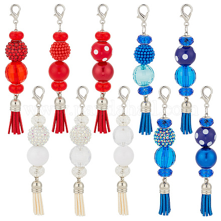10pcs décorations de pendentif en perles de verre et d'acrylique et de résine HJEW-AB00222-1