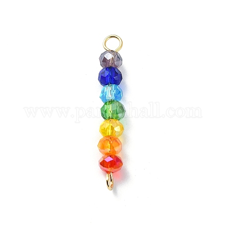 Breloques de connecteur en perles en verre à facettes colorées galvanisées PALLOY-JF02529-02-1