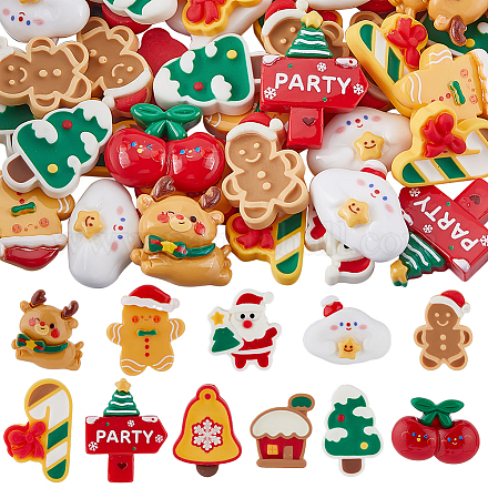 60cs 2 стиля рождественские непрозрачные смоляные декоден кабошоны RESI-SP0001-02B-1