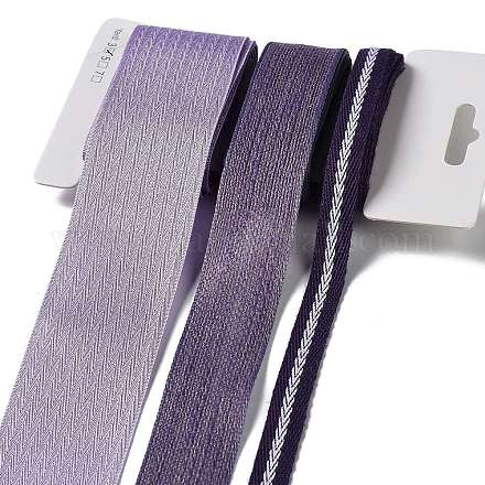 9 ヤード 3 スタイルのポリエステル リボン  DIY手作りクラフト用  髪のちょう結びとギフトの装飾  紫のカラーパレット  ライラック  3/8~1-5/8 インチ (10~40mm) 約 3 ヤード/スタイル SRIB-C002-07G-1