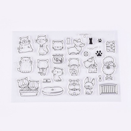 シリコーン切手  DIYスクラップブッキング用  装飾的なフォトアルバム  カード作り  猫と犬  透明  6~38x7~33mm DIY-L010-Y64-1