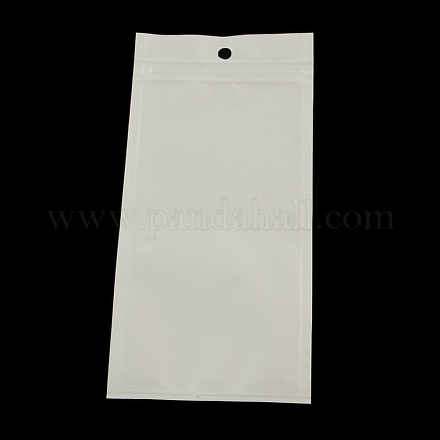 パールフィルムプラスチックジップロックバッグ  再封可能な包装袋  ハングホール付き  トップシール  セルフシールバッグ  長方形  ホワイト  20x14cm  インナー対策：16x9のCM OPP-R002-06-1