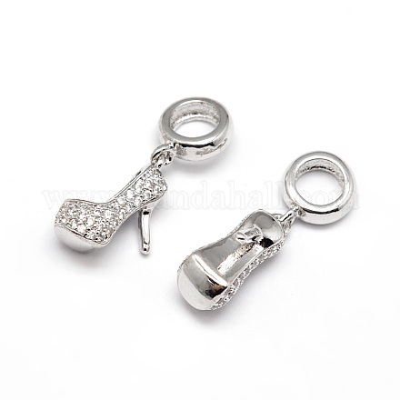 Großes Loch Messing Micro Pave Kubisch Zirkonia European Baumeln Charms CPDL-E024-04P-1