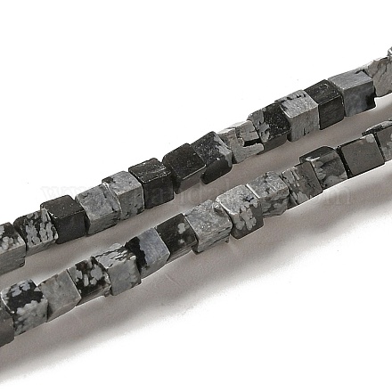 天然石スノーフレークオブシディアンビーズ連売り  キューブ  2~2.5x2.5~3.5x2.5~3mm  穴：0.4mm  約157~165個/連  14.96~15.75''（38~40センチメートル） G-B064-A34-1