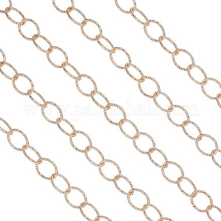 CHGCRAFT 16.4 Feet Unwelded Light Gold Aluminium Rolo Chains Textured Belcher Cable Chain Rolo Chains Textured Surface Connector for Jewelry Making CHA-CA0001-10-1