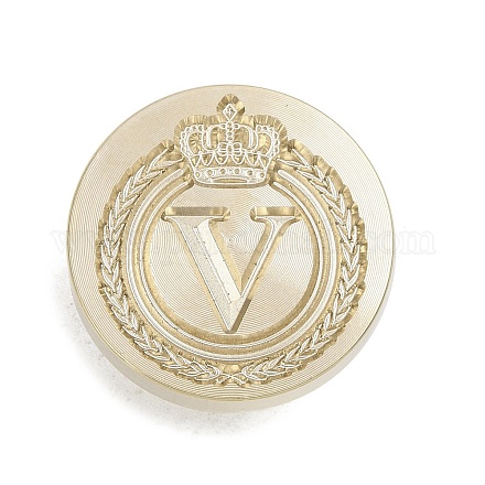 Золотистый тон корона начальная восковая печать латунные штампы головки AJEW-A065-01V-1