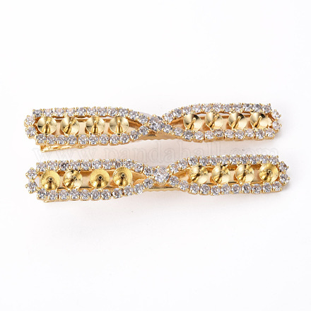 Brass Micro Pave Clear Cubic Zirconia Alligator Hair Clip Findings MAK-T008-01G-NF-1
