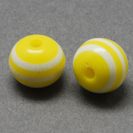 Round Striped Resin Beads RESI-R158-16mm-01-1