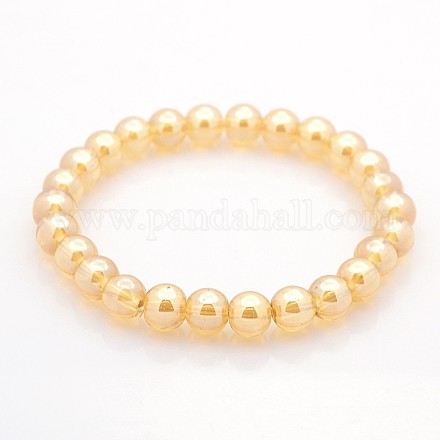 Galvanoplastie perles rondes en verre s'étendent bracelets BJEW-F068E-10-1