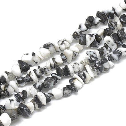 Chapelets de perles en jaspe dalmatien naturelle X-G-S314-33-1