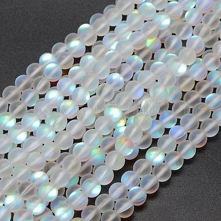 Chapelets de perles en pierre de lune synthétique G-F142-10mm-01-1