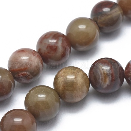 Chapelets de perles en bois pétrifié naturel G-I254-07A-1