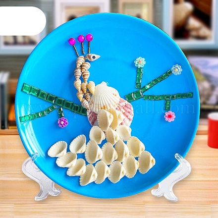 Peinture de pâte de disque de conque de coquille de modèle de paon de bricolage pour des enfants DIY-P035-05-1
