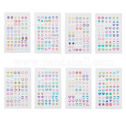 SUPERFINDINGS 8 Styles 3D Gems Earring Stickers Sticky Gems Sparkle Crystal Rhinestone Stickers with Animal Flower Self-Adhesive Sticker for Little Girls Dress up Jewelry Accessories DIY-FH0005-30-1