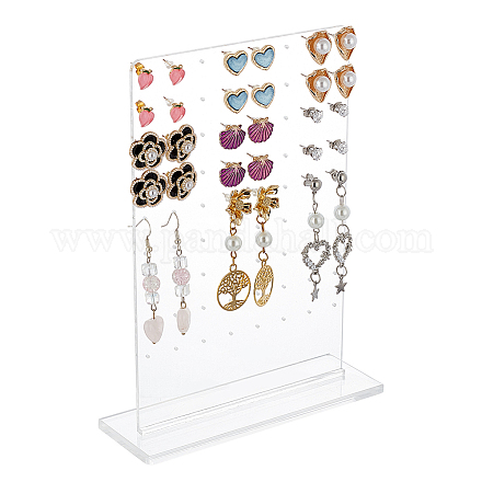FINGERINSPIRE 72 Holes Acrylic Earring Stud Display Standing Earring Jewelry Organizer Stand Clear Earring Stud Holder for Girls Room Decoration Jewelry Earrings Show Rack Fashion Display Pegboards EDIS-WH0029-50-1
