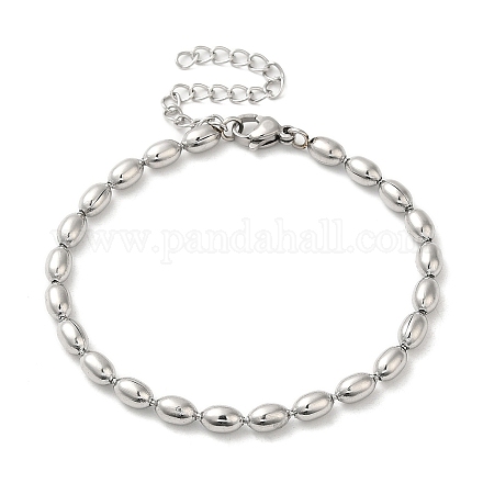 304 женский овальный браслет-цепочка из нержавеющей стали с шариками BJEW-C046-01P-1