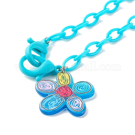 Transparent Acrylic Flower Pendants Necklaces NJEW-JN03521-04-1