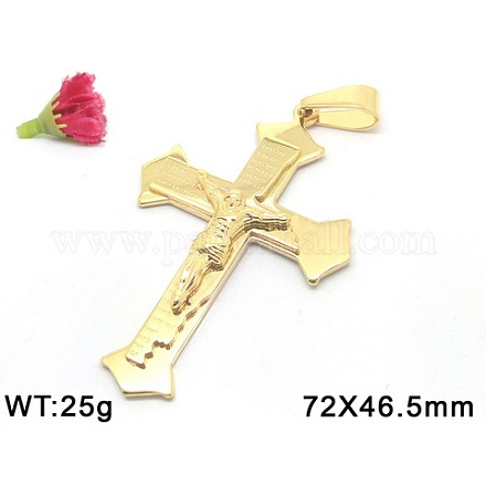 Or 304 acier inoxydable prière croix crucifix gros pendentifs pour Pâques STAS-V0493-69A-1