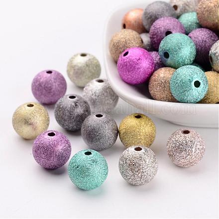 Mixed Color Round Spray Painted Acrylic Beads X-PB24P9286-1