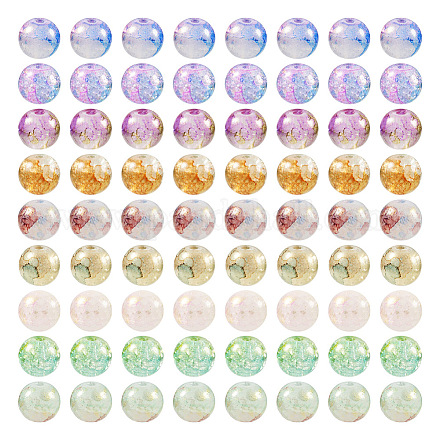 Pandahall 180шт 9 цвета расписные стеклянные бусины с кракле для выпечки DGLA-TA0001-06-1
