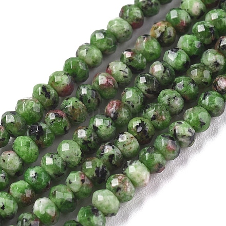 Chapelets de perles en rondelles en jade de Malaisie naturel teint X-G-E316-2x4mm-43-1
