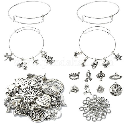 DIY Extendable Bangle with Charm Making Kit DIY-YW0008-28-1