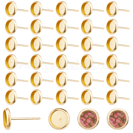 100 шт. плоские круглые серьги-гвоздики из нержавеющей стали 304 STAS-DC0016-96G-1