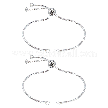 Unicraftale 10pcs 230mm bracelets de curseur réglables bracelet en acier inoxydable faisant des chaînes d'extension de curseur avec des embouts à billes pour les femmes filles semi-fini bricolage STAS-UN0002-54P-1
