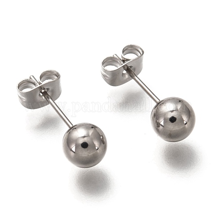 304 Stainless Steel Ball Stud Earrings EJEW-L254-01B-P-1