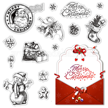 CRASPIRE Clear Silicone Stamps Christmas Snowman Clear Stamps for Card Making DIY-WH0167-56-1058-1