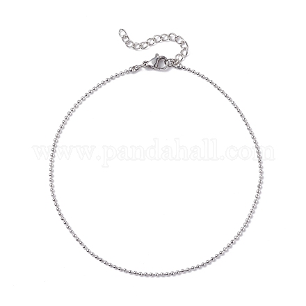 1mm 304 chaînes à billes en acier inoxydable bracelet de cheville pour hommes femmes AJEW-AN00455-1