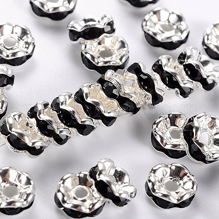 Abalorios de latón Diamante de imitación espaciador RSB028NF-04-1