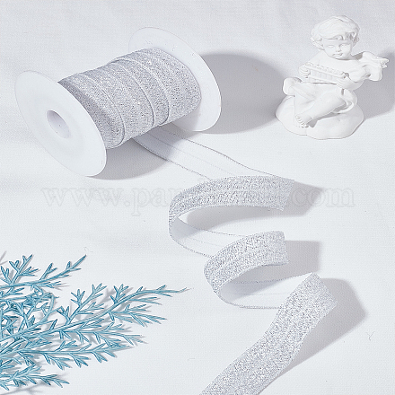 5 ярд золотой и серебряной блестящей эластичной нейлоновой ленты сбоку NWIR-LP0001-04-1