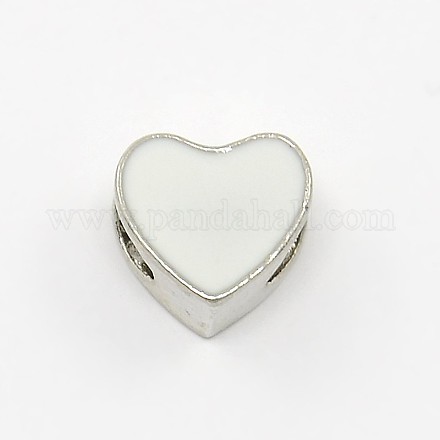 Platinum Plated Zinc Alloy Enamel Heart European Beads MPDL-L007-05-1